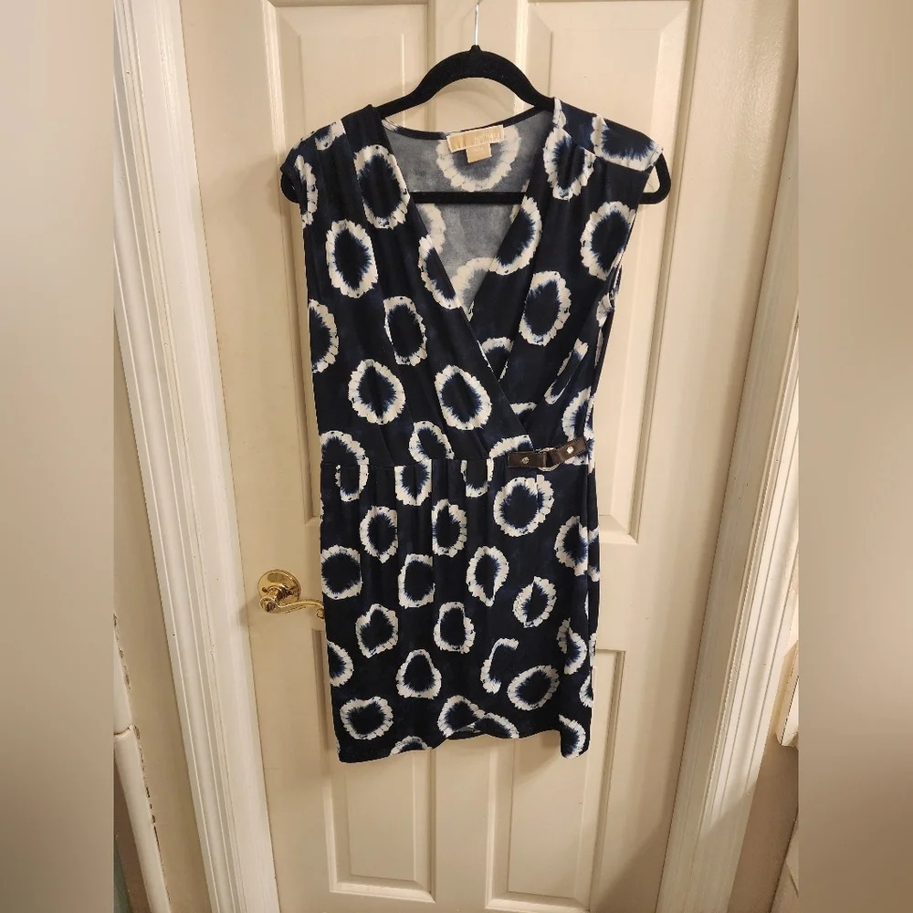 Michael Kors dress size‎ petite medium navy blue pattern
